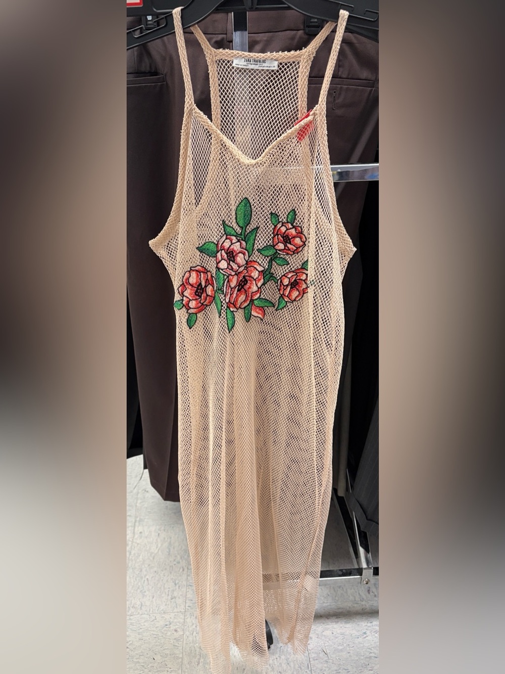 Zara Mesh Floral embroidered Cover-Up dress midi size S